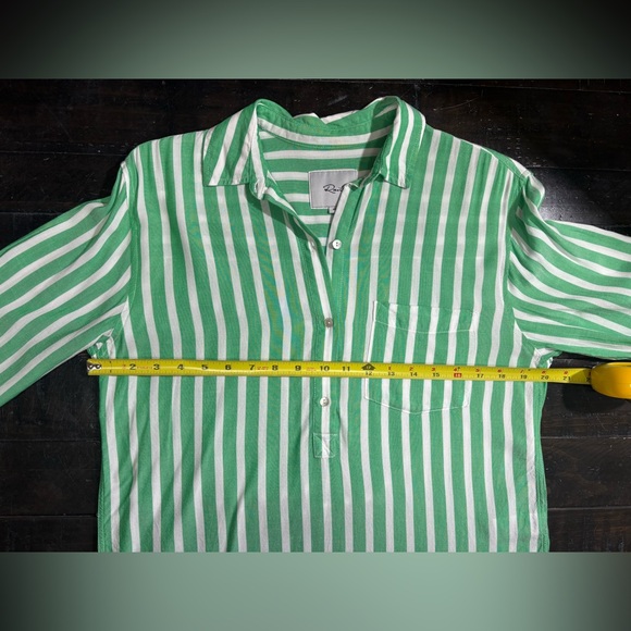 RAILS Elle Stripe Shirt - Green & White - Size XS - Picture 10 of 13